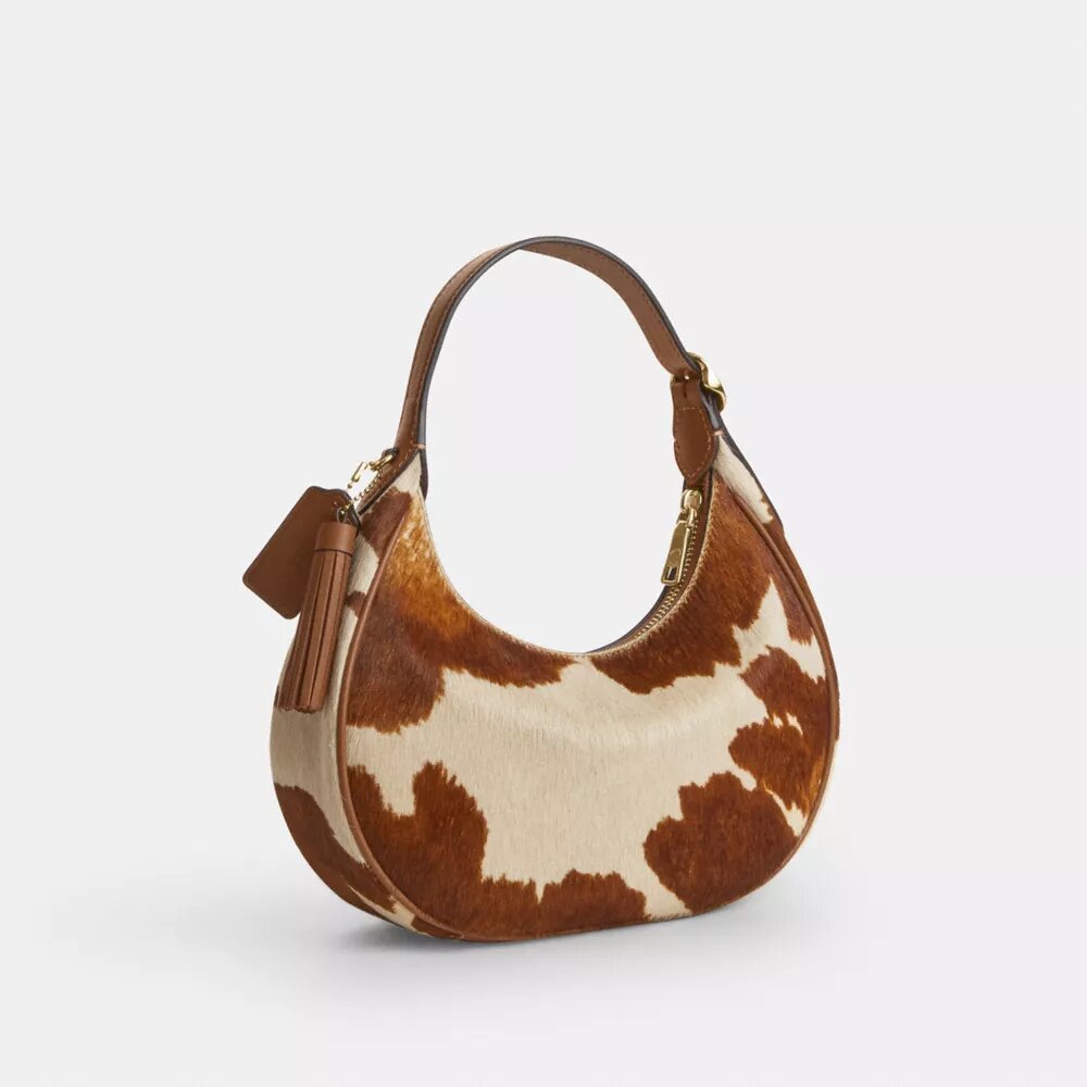 Borsa a spalla Emily in pelle di vitello con stampa bovina