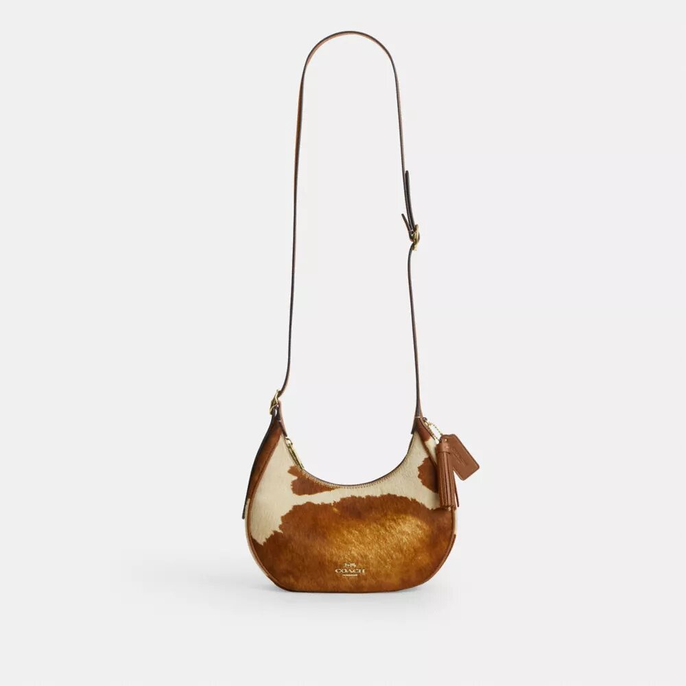 Borsa a spalla Emily in pelle di vitello con stampa bovina