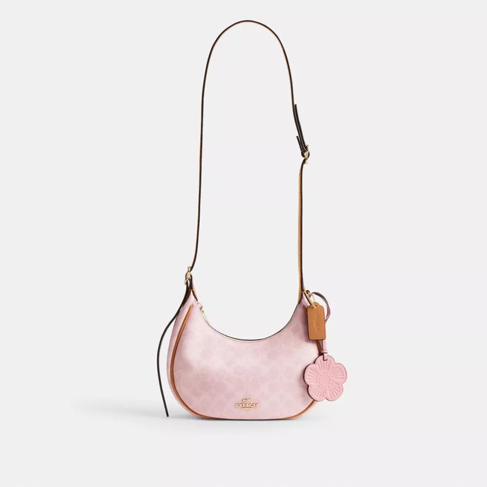 Borsa a spalla Emily in Signature Canvas con ciondoli