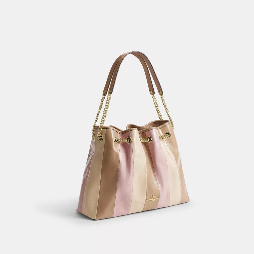 Borsa a spalla Evelyn con patchwork a strisce