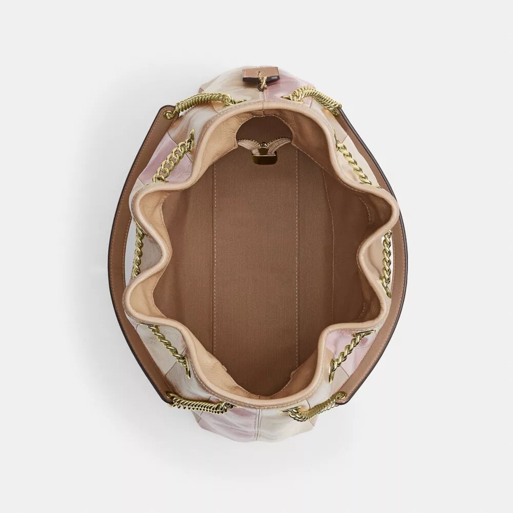 Borsa a spalla Evelyn con patchwork a strisce