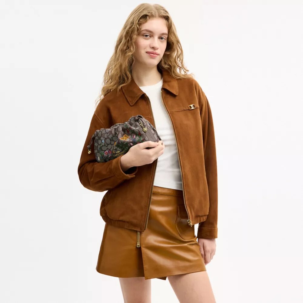 Borsa a spalla Faye in jacquard esclusivo con ricami floreali