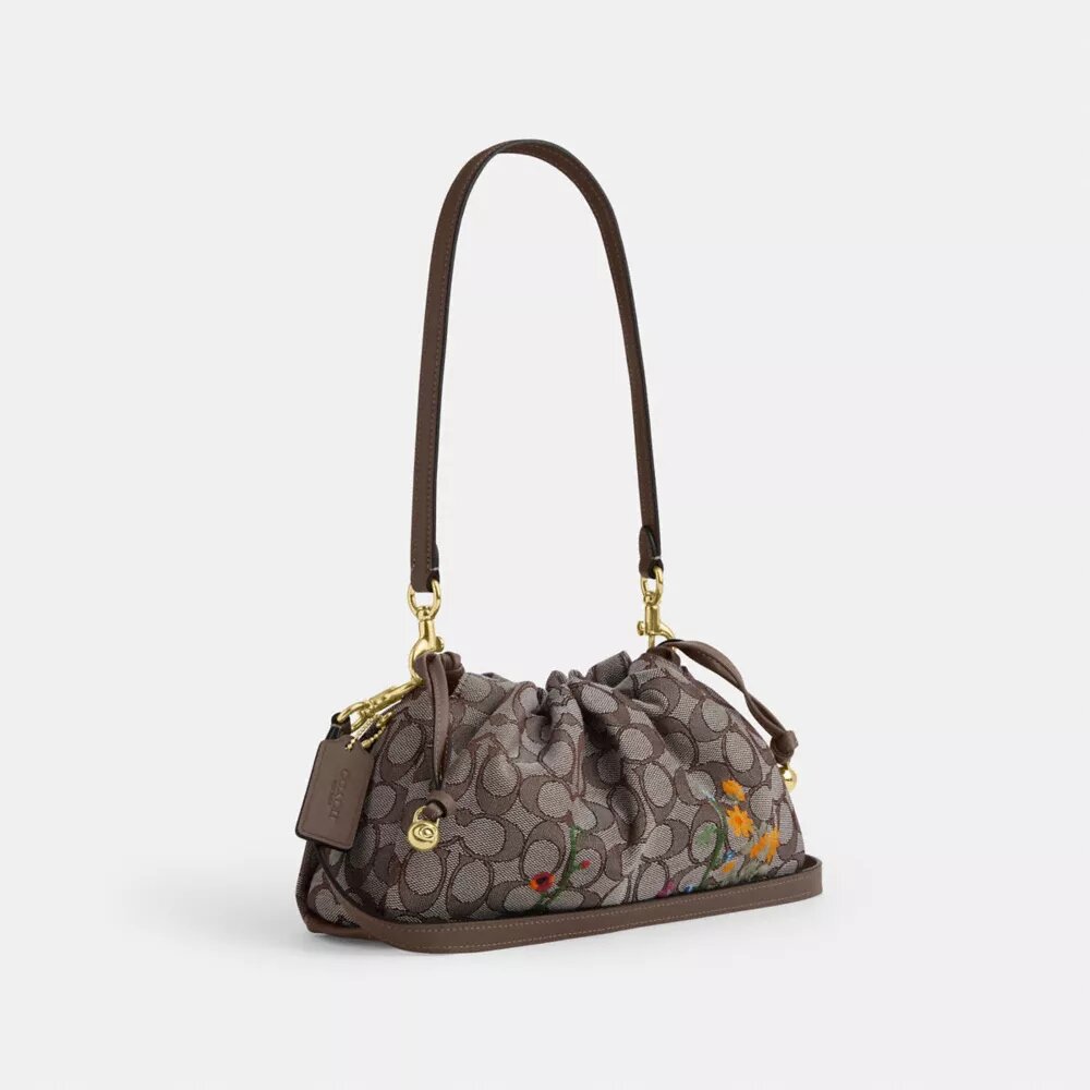 Borsa a spalla Faye in jacquard esclusivo con ricami floreali