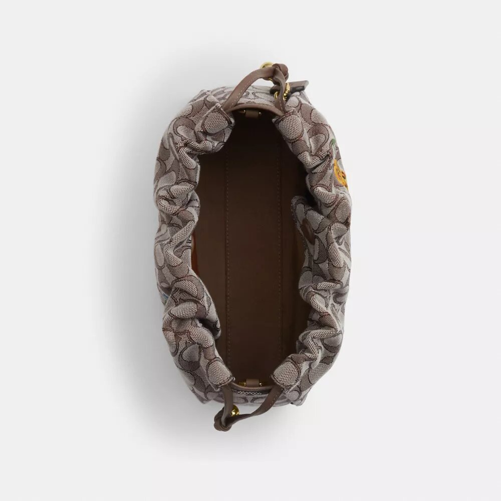 Borsa a spalla Faye in jacquard esclusivo con ricami floreali