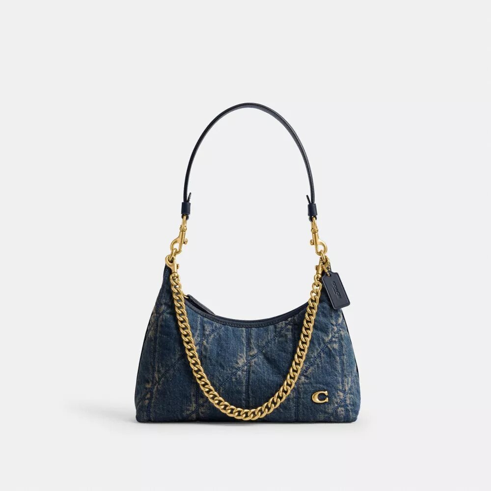 Borsa a spalla Juliet 25 in denim di cotone rigenerativo con trapuntatura