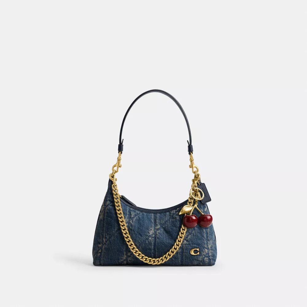 Borsa a spalla Juliet 25 in denim di cotone rigenerativo con trapuntatura