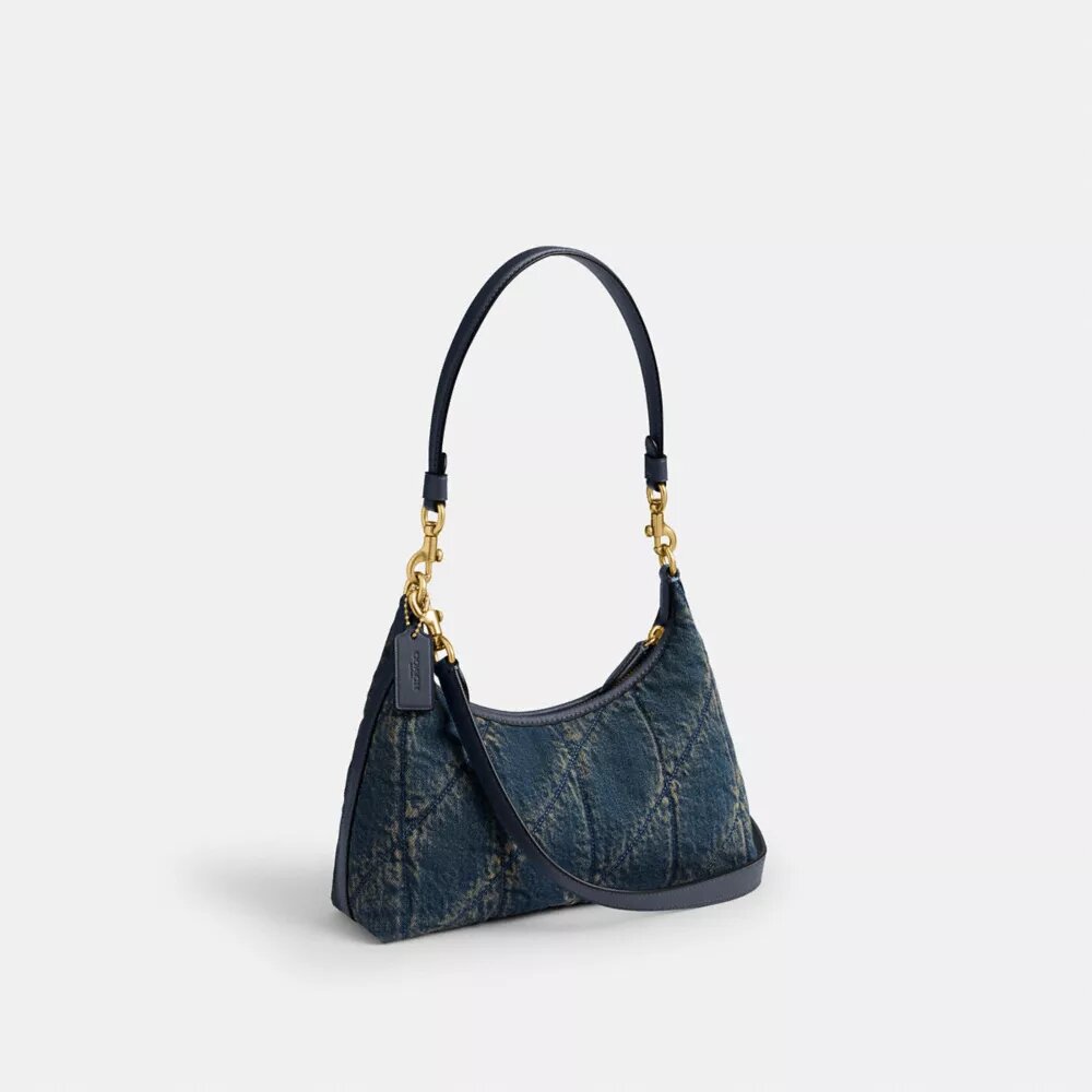 Borsa a spalla Juliet 25 in denim di cotone rigenerativo con trapuntatura
