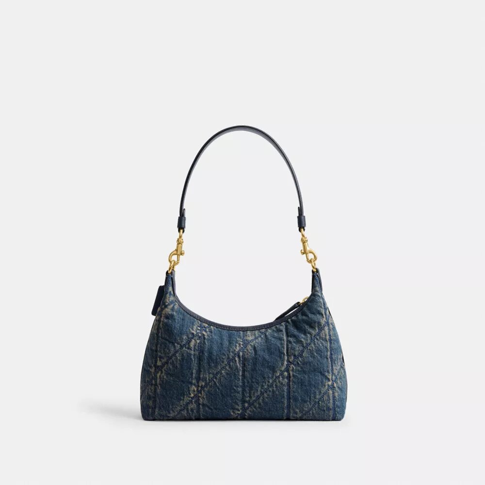 Borsa a spalla Juliet 25 in denim di cotone rigenerativo con trapuntatura