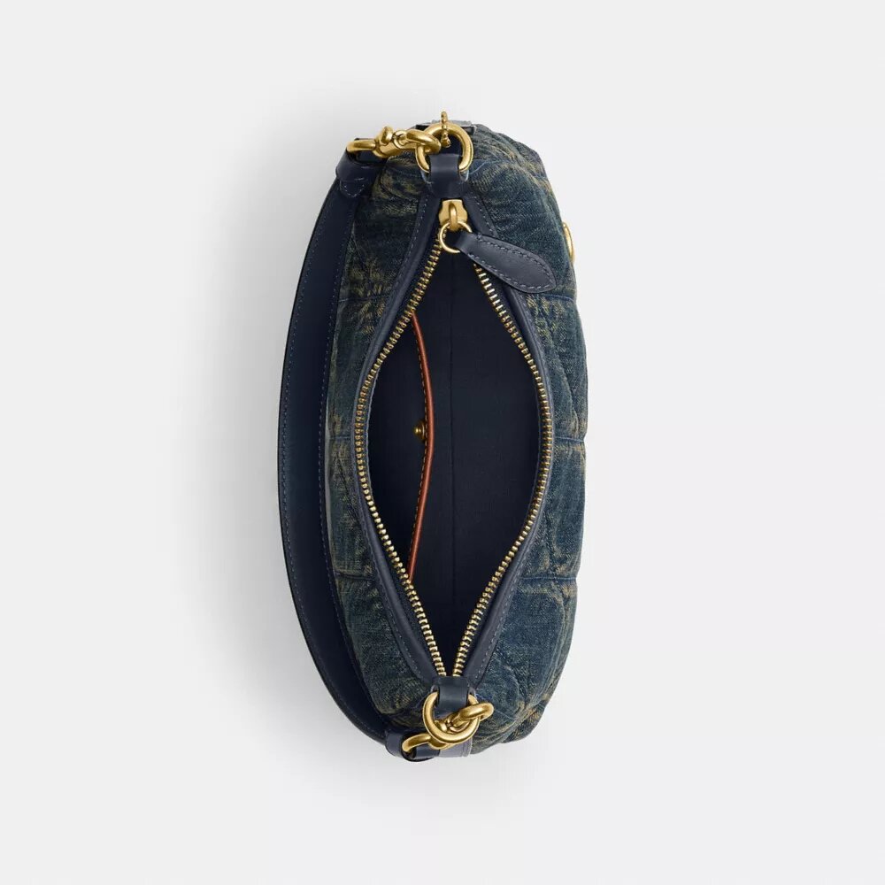 Borsa a spalla Juliet 25 in denim di cotone rigenerativo con trapuntatura