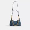Borsa a spalla Juliet 25 in denim di cotone rigenerativo con trapuntatura
