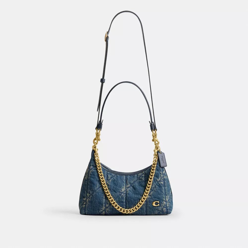 Borsa a spalla Juliet 25 in denim di cotone rigenerativo con trapuntatura