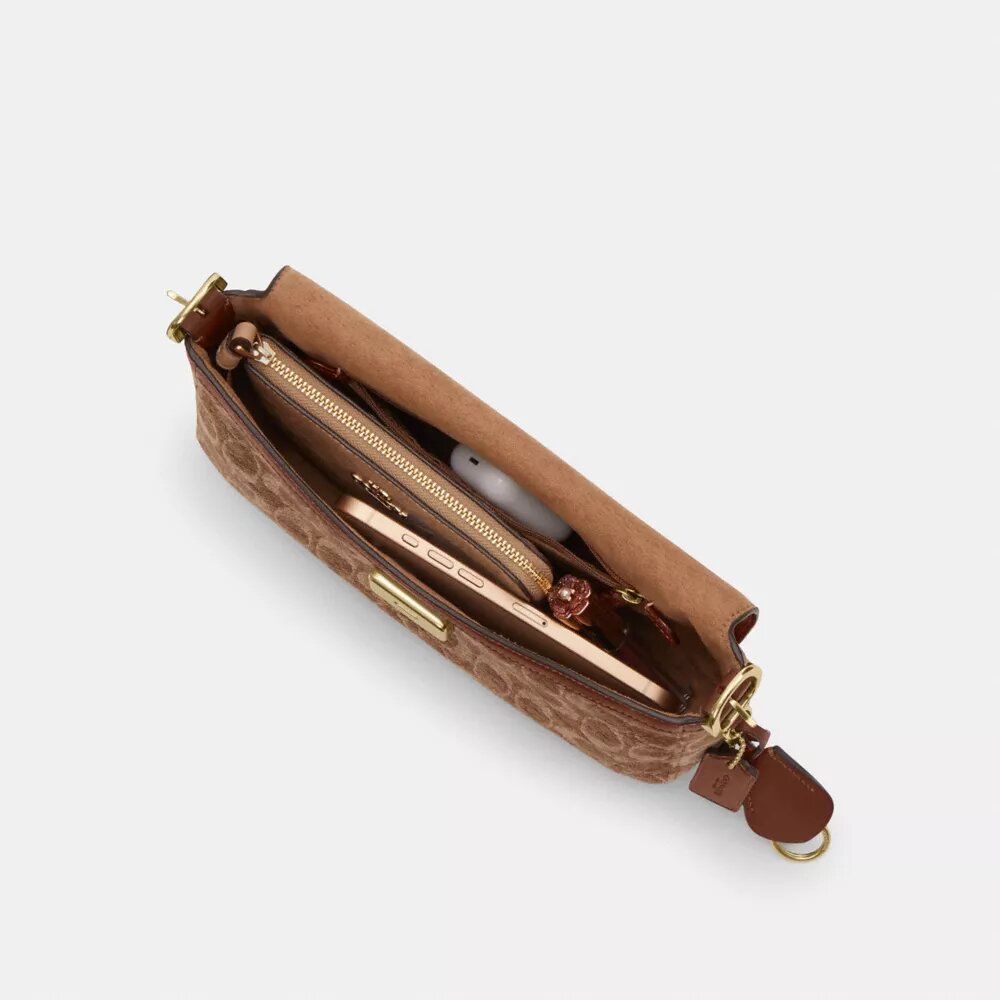 Borsa a spalla piccola con patta Etta in ciniglia esclusiva
