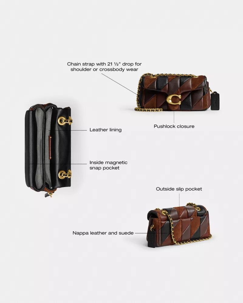 Borsa a spalla Tabby 20 con trapuntatura patchwork
