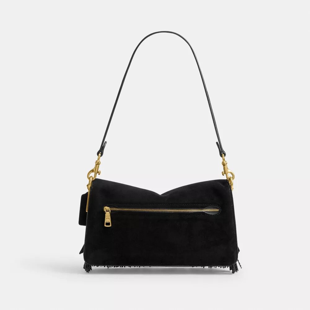 Borsa a spalla Tabby 26 con frange di perline di cristallo
