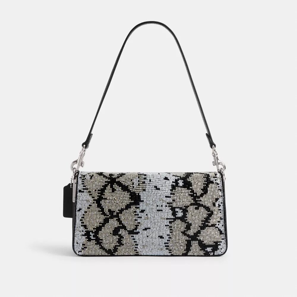 Borsa a spalla Tabby 26 con motivo serpente in perline