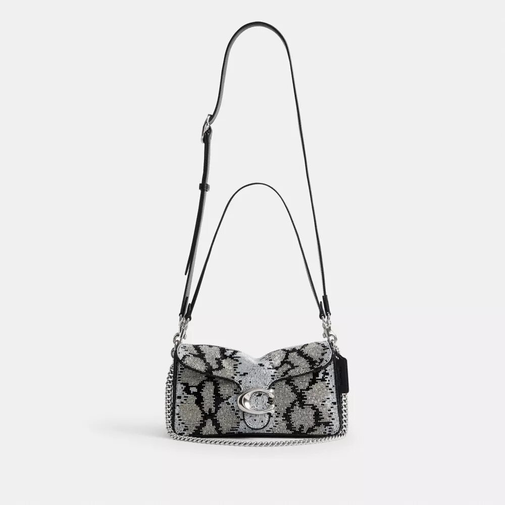 Borsa a spalla Tabby 26 con motivo serpente in perline
