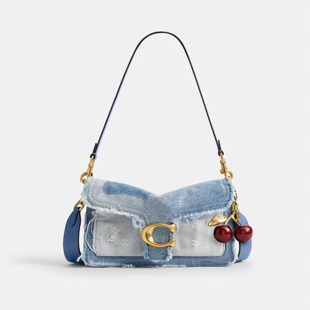 Borsa a spalla Tabby 26 con patchwork in denim riciclato