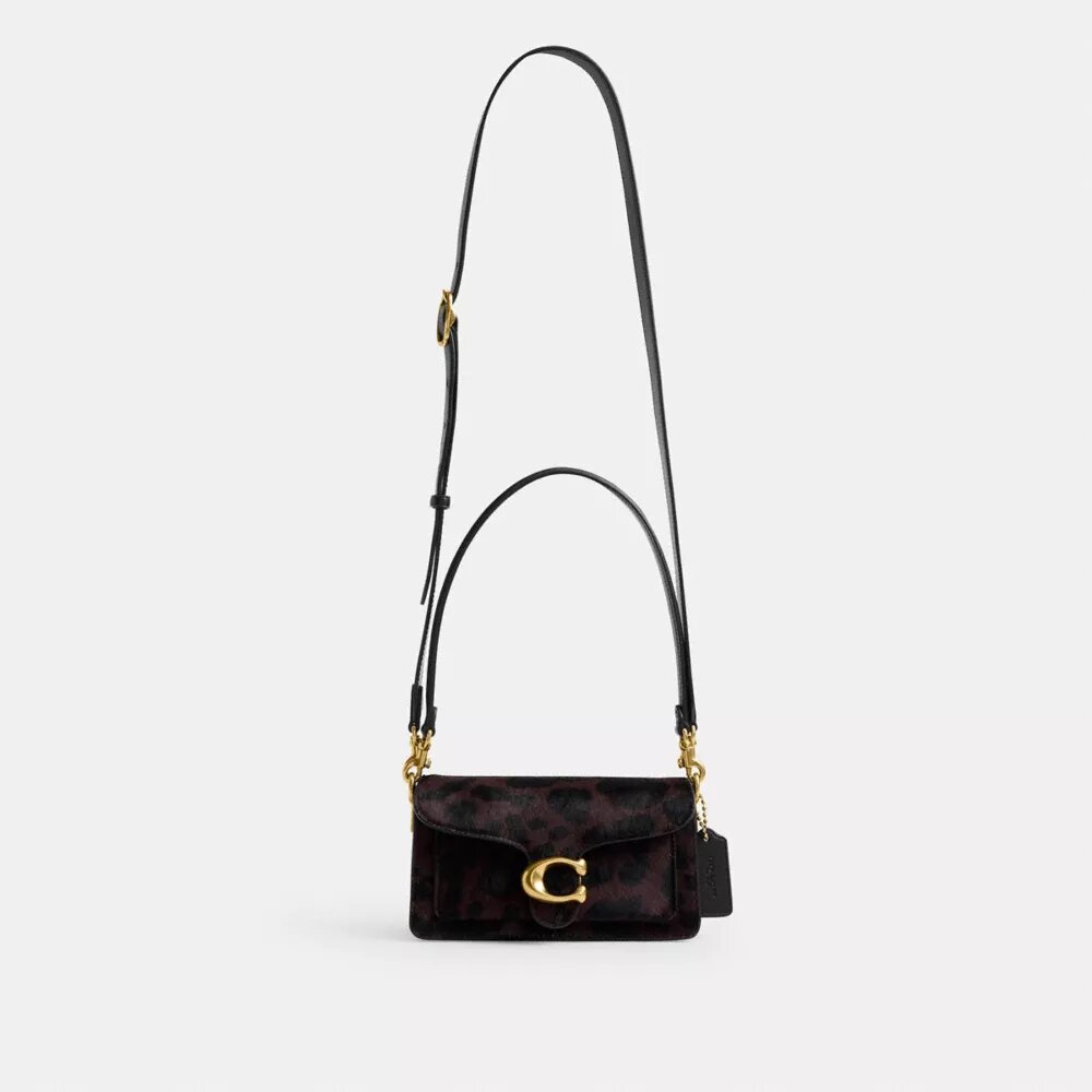 Borsa a spalla Tabby da 20 in pelle di vitello con stampa leopardata