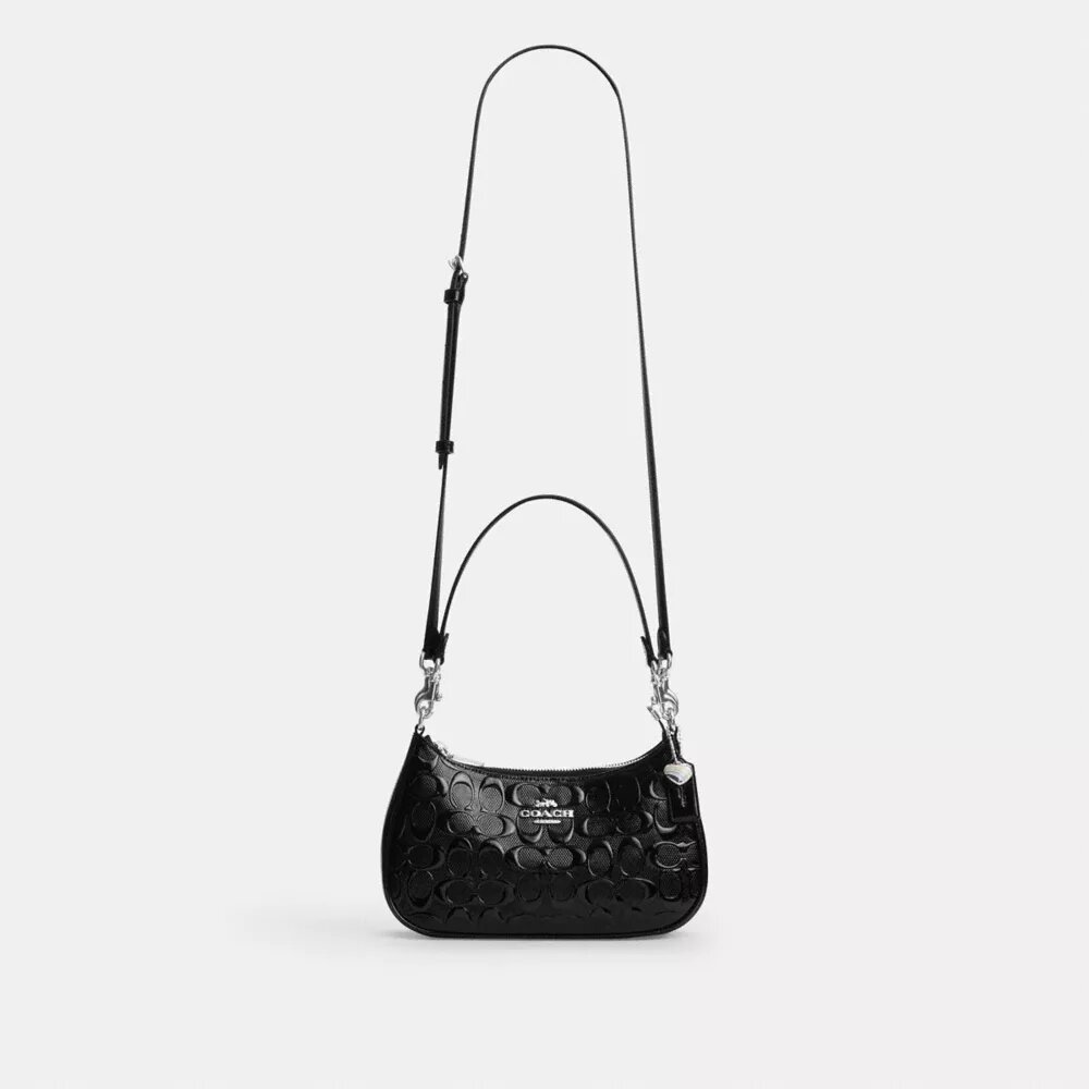 Borsa a spalla Teri in pelle Signature con ciondolo a forma di cuore