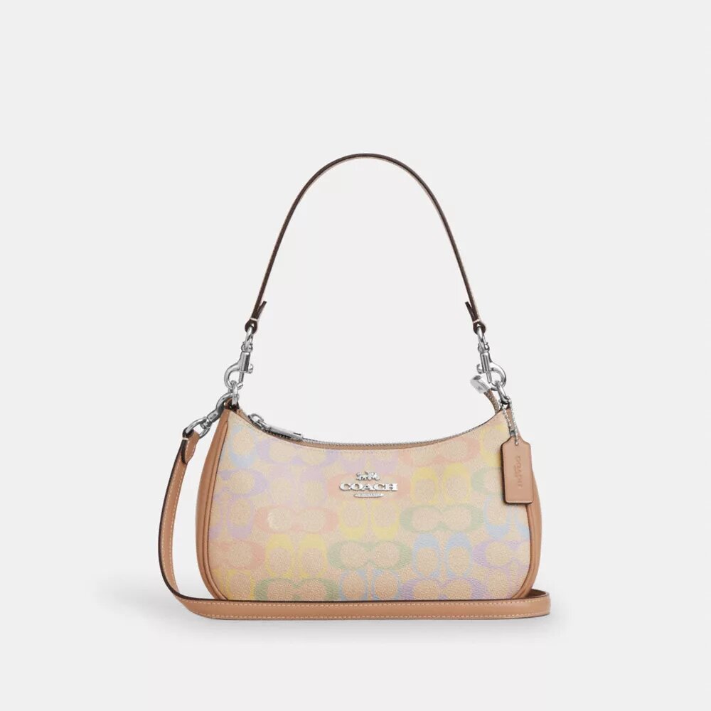 Borsa a spalla Teri in Signature Canvas Rainbow
