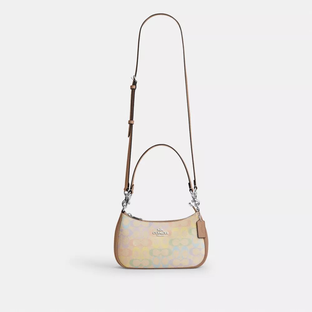 Borsa a spalla Teri in Signature Canvas Rainbow