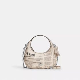 Borsa a tracolla Carmen Mini con stampa a giornale
