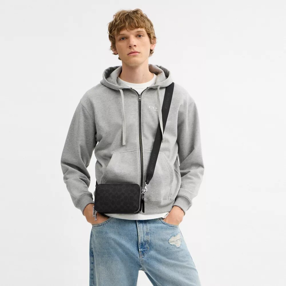 Borsa a tracolla Clinton in Signature Canvas