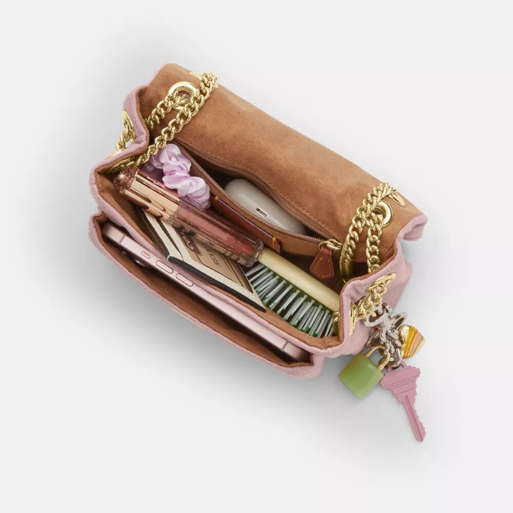 Borsa a tracolla Elodie 18 in denim effetto vissuto con trapuntatura