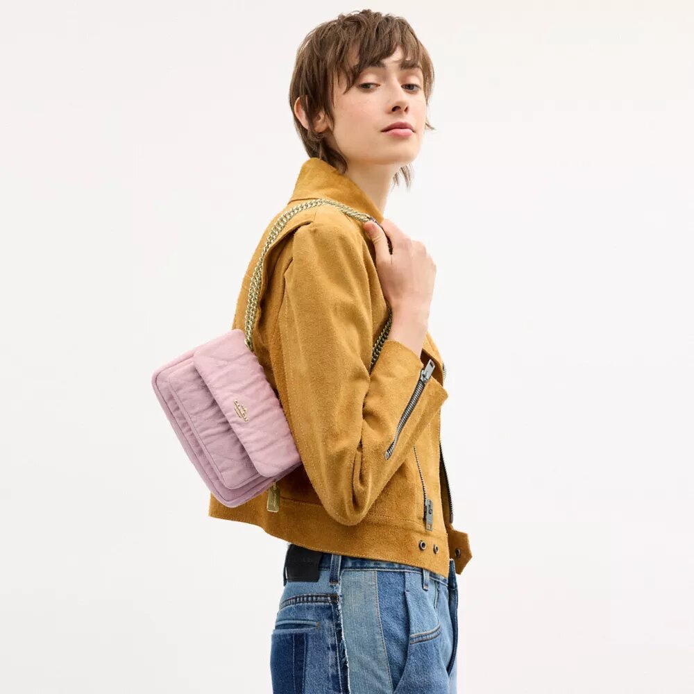 Borsa a tracolla Elodie 18 in denim effetto vissuto con trapuntatura
