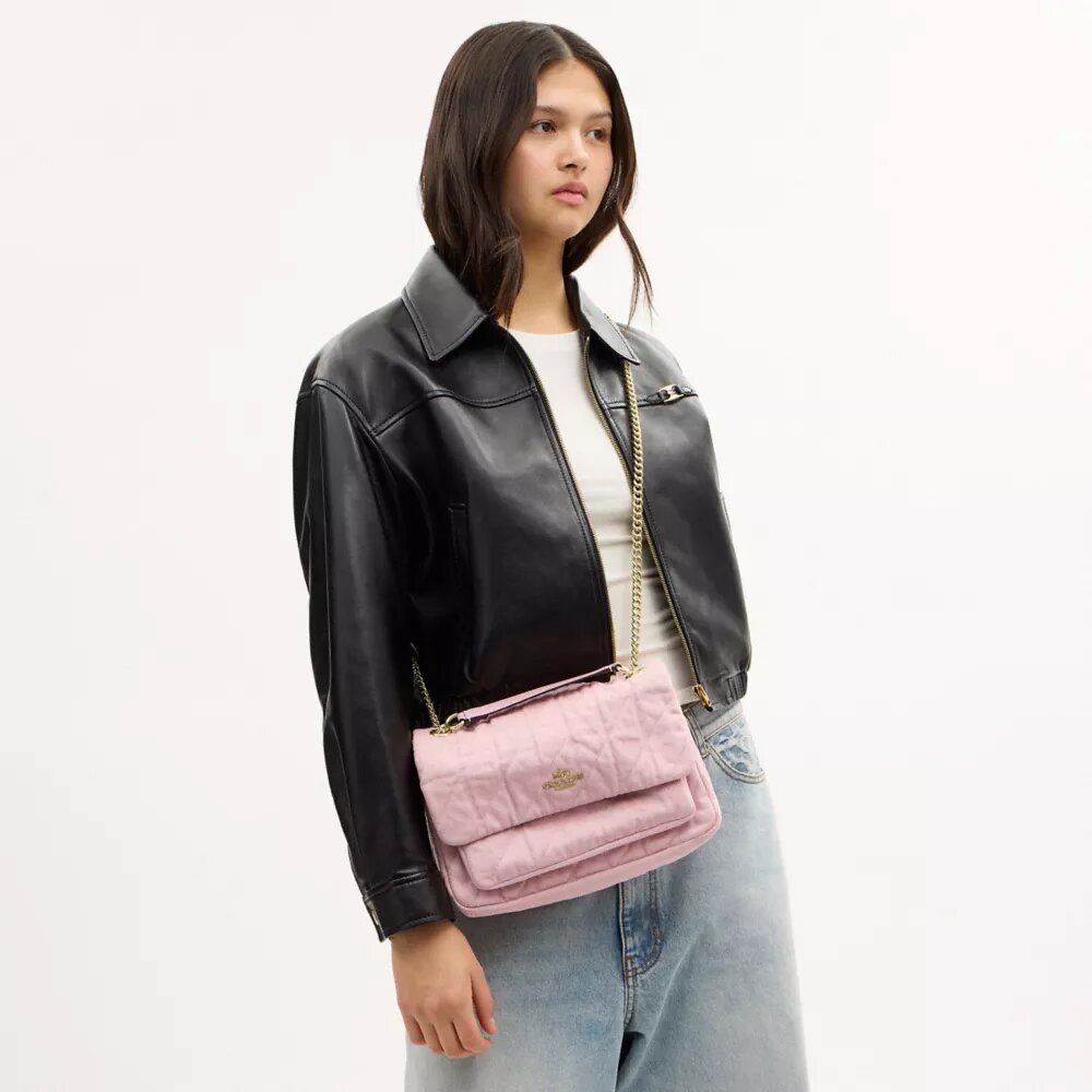 Borsa a tracolla Elodie in denim "Loved" con trapuntatura