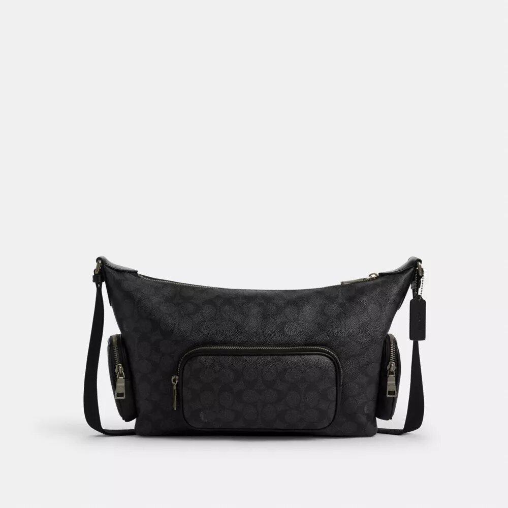 Borsa a tracolla Finn con tasche in Signature Canvas