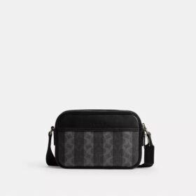Borsa a tracolla Graham in Signature Canvas a righe