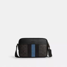Borsa a tracolla Graham in Signature Canvas con strisce Varsity