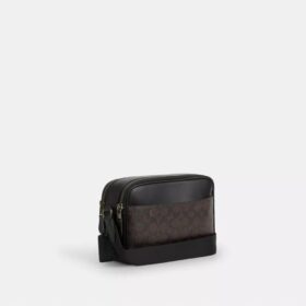 Borsa a tracolla Graham in Signature Canvas con strisce Varsity