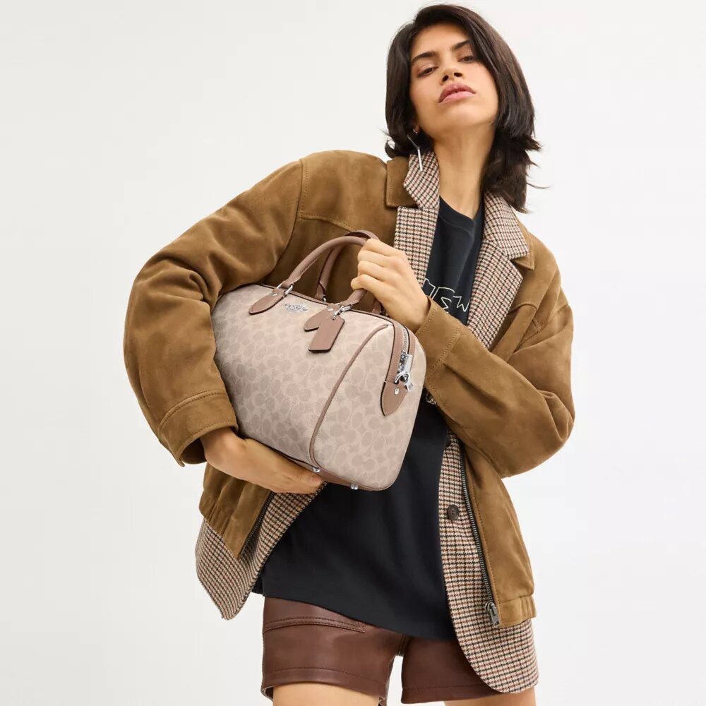 Borsa a tracolla grande Rowan in Signature Canvas