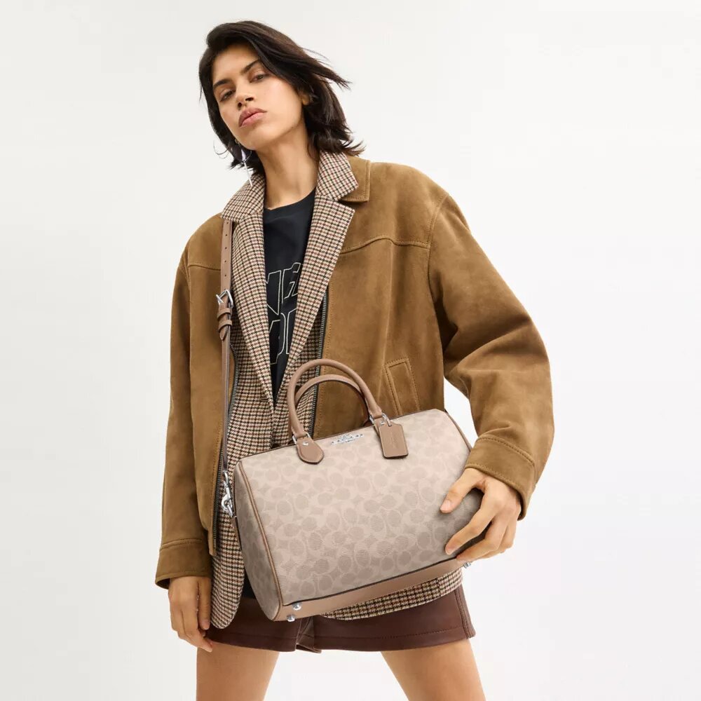 Borsa a tracolla grande Rowan in Signature Canvas