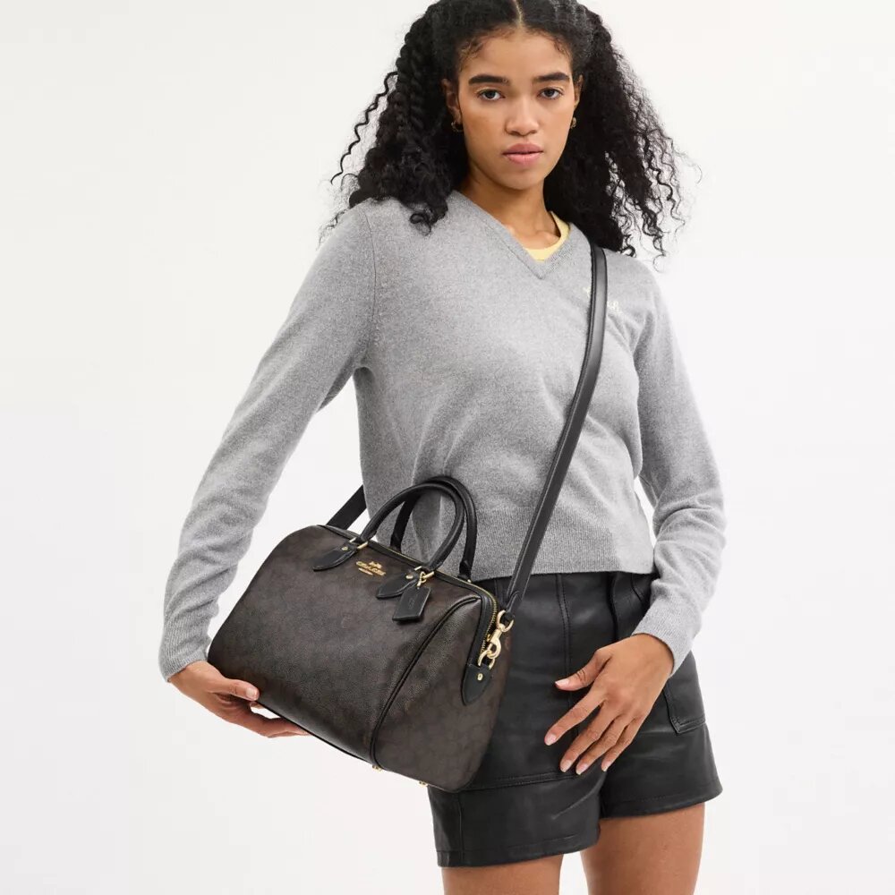 Borsa a tracolla grande Rowan in Signature Canvas