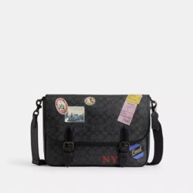 Borsa a tracolla Hitch in Signature Canvas con toppe