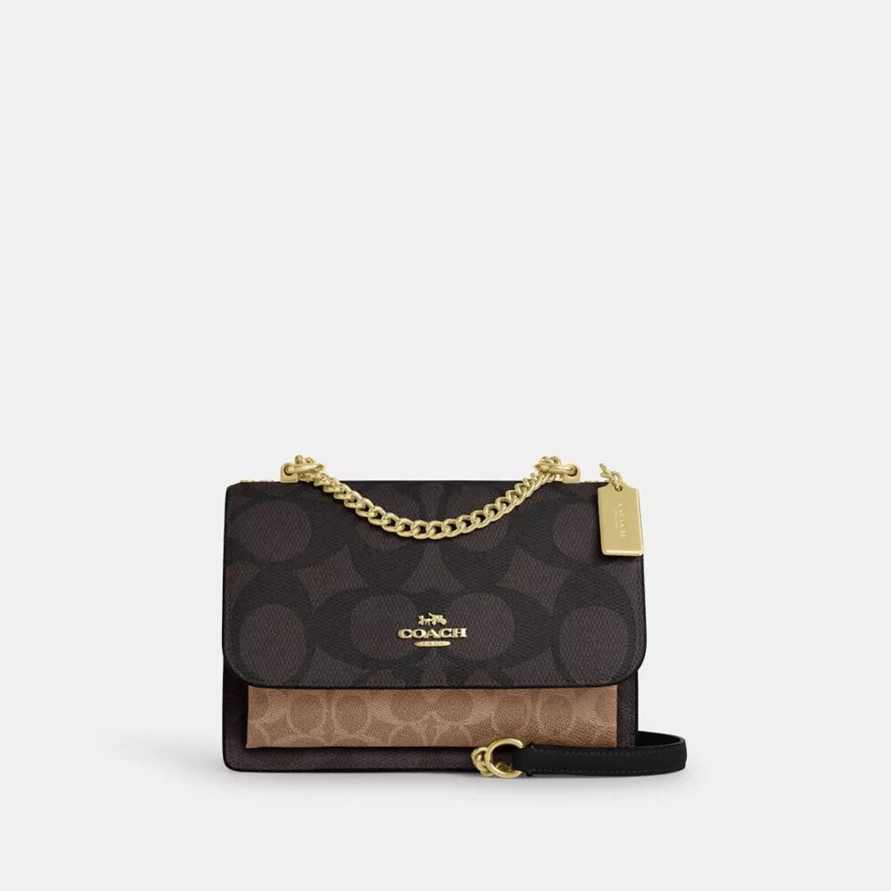 Borsa a tracolla Klare in Signature Canvas a blocchi