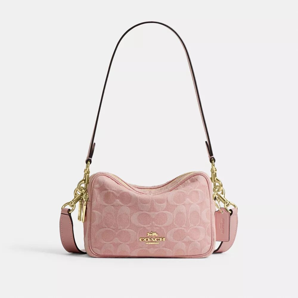 Borsa a tracolla Mini Carey in denim Signature