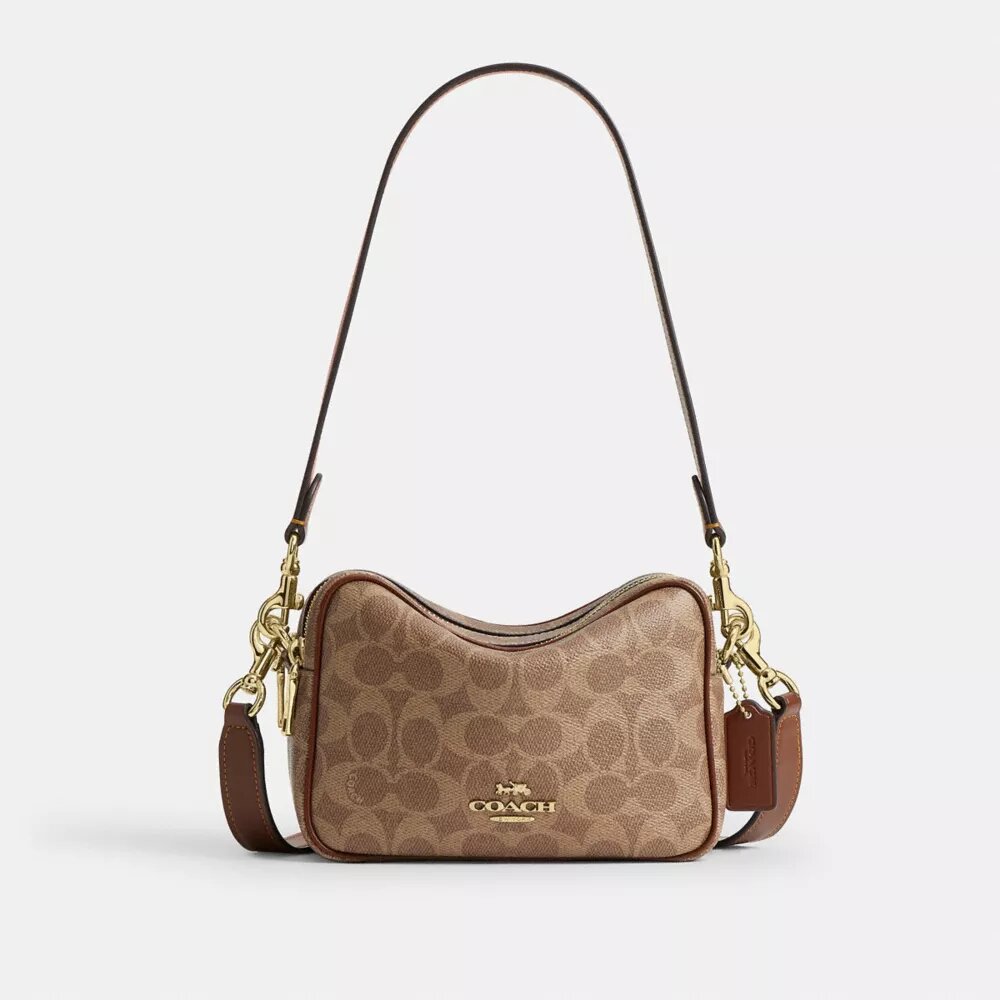 Borsa a tracolla Mini Carey in Signature Canvas