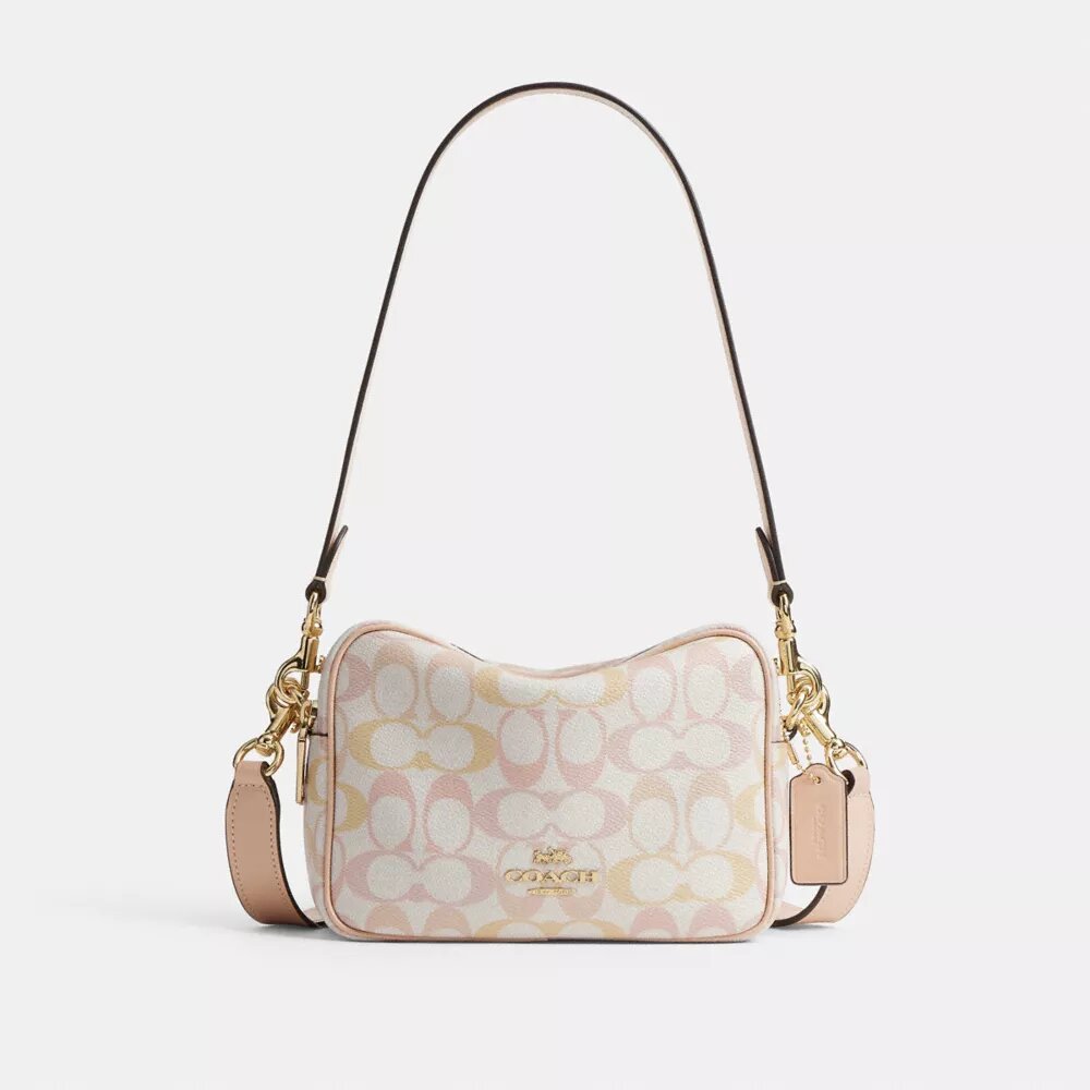 Borsa a tracolla Mini Carey in Signature Canvas