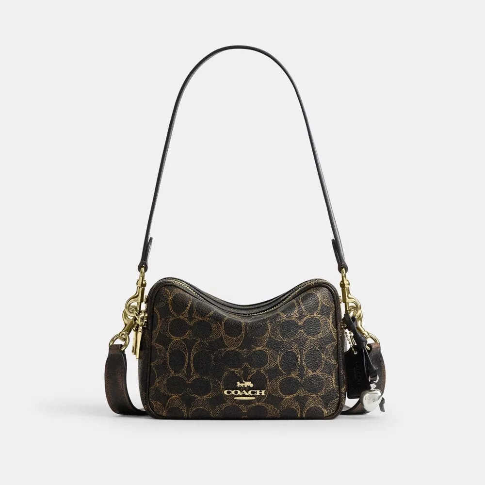 Borsa a tracolla Mini Carey in Signature Canvas