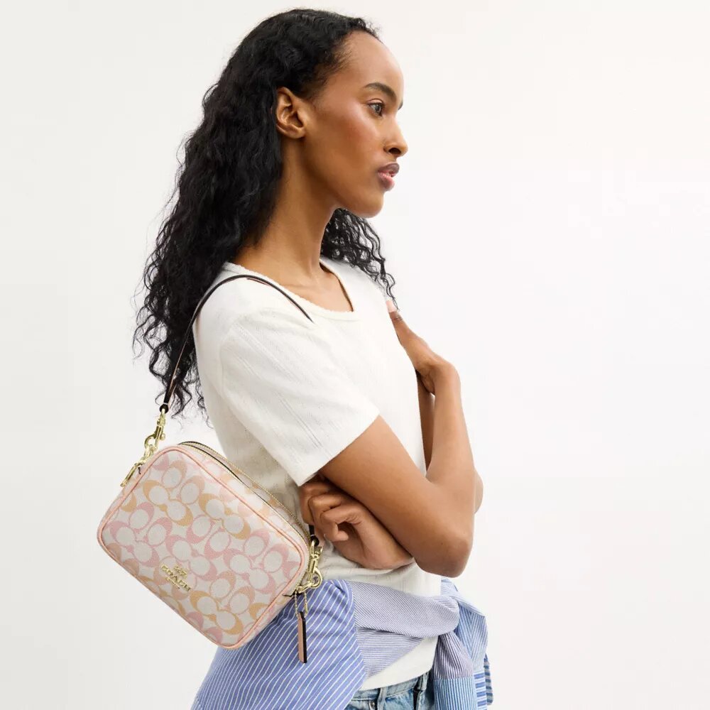 Borsa a tracolla Mini Carey in Signature Canvas