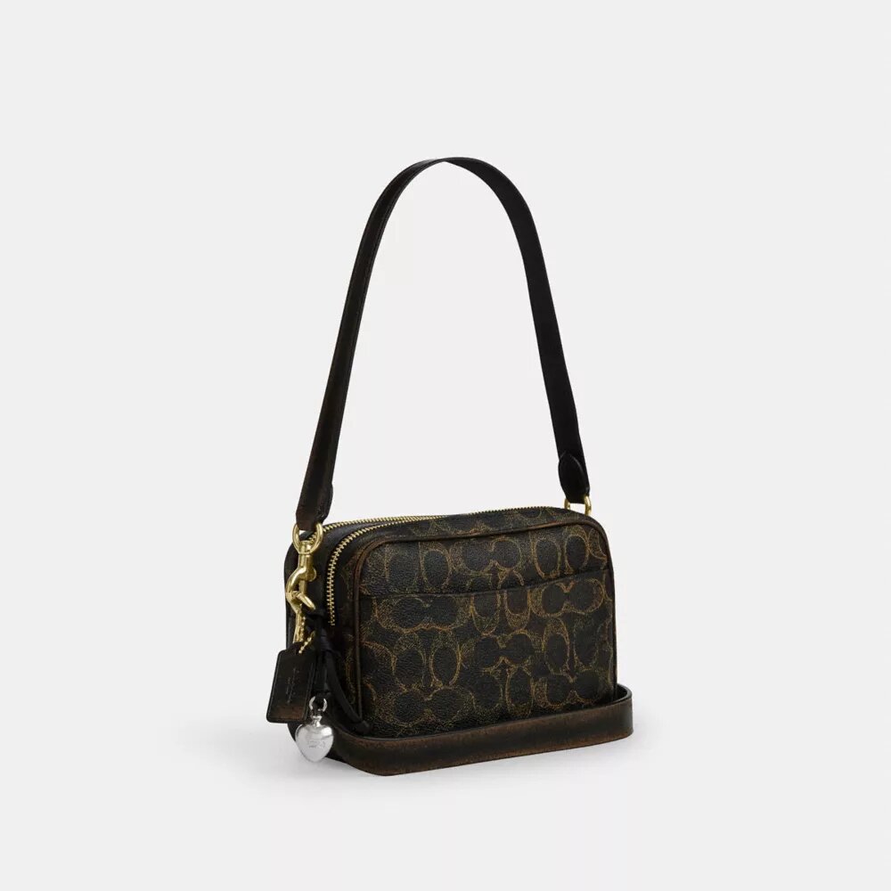 Borsa a tracolla Mini Carey in Signature Canvas