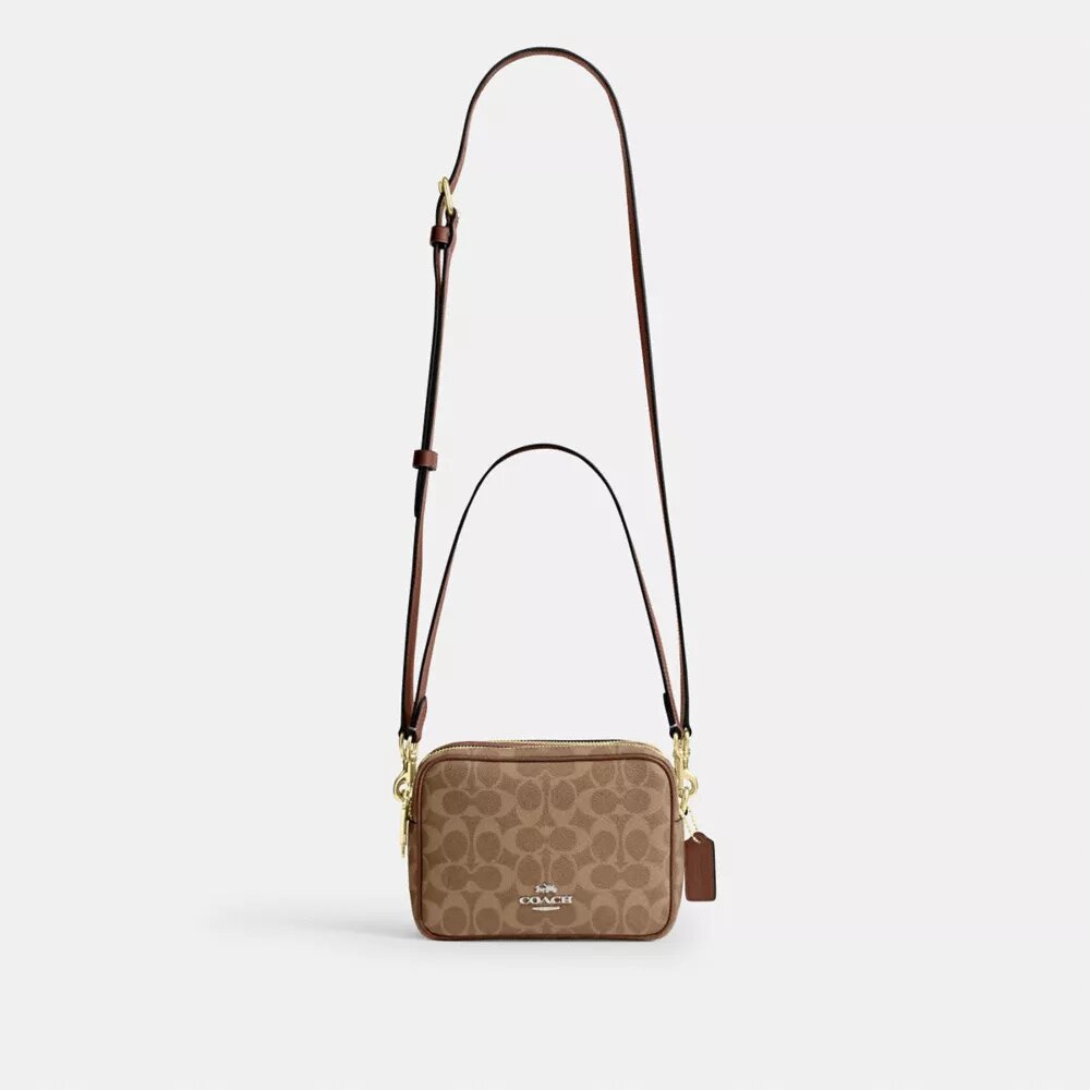 Borsa a tracolla Mini Carey in Signature Canvas