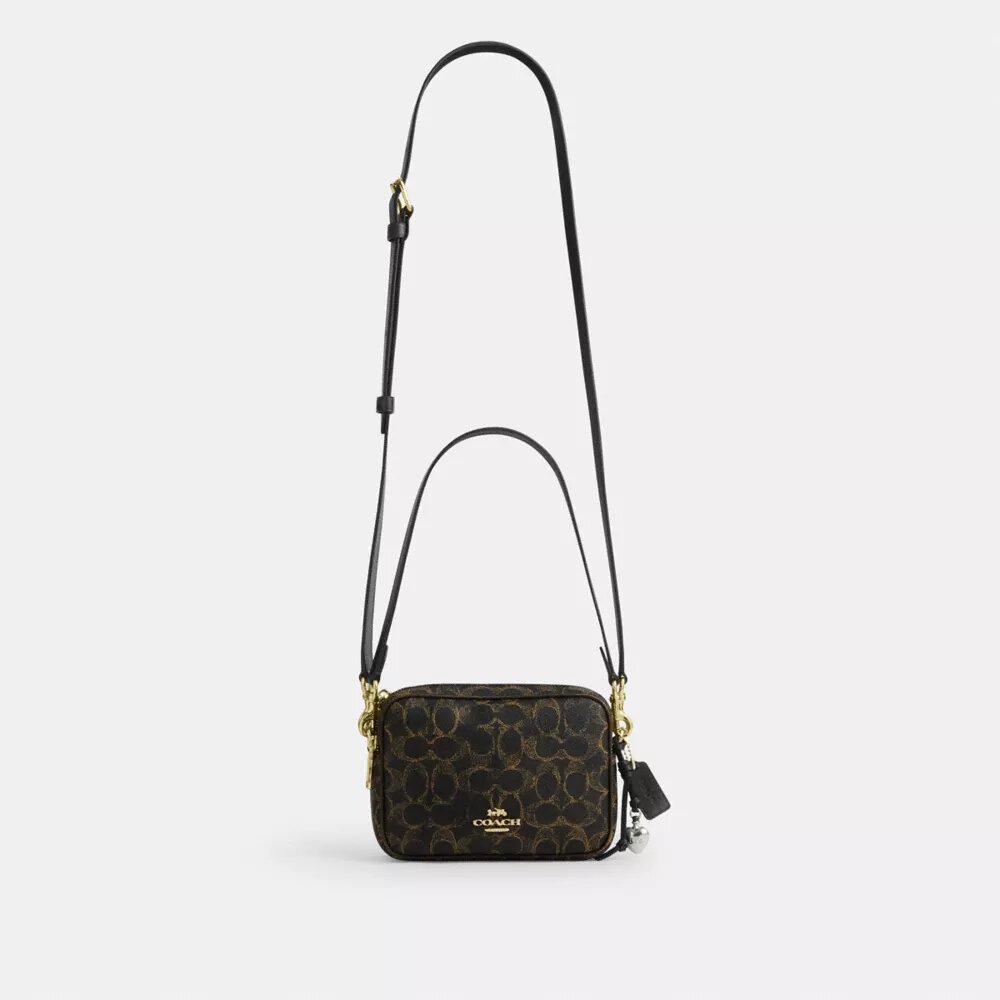 Borsa a tracolla Mini Carey in Signature Canvas