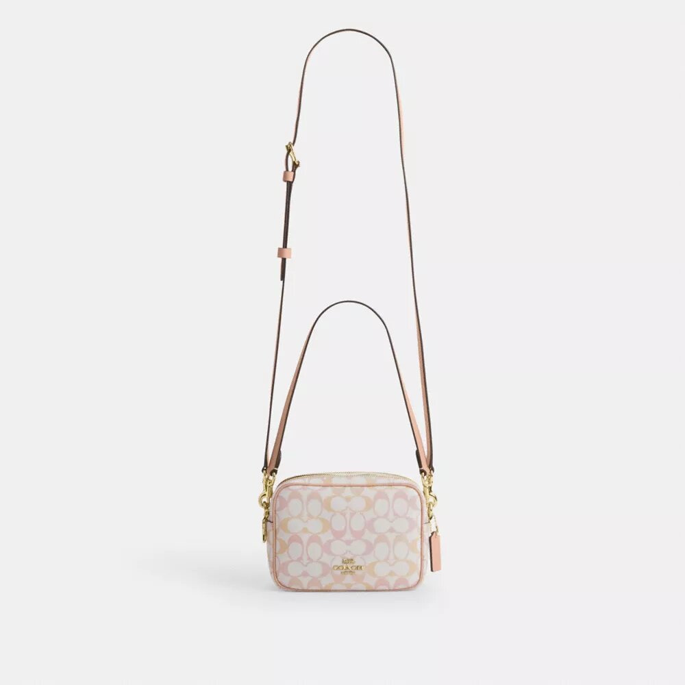 Borsa a tracolla Mini Carey in Signature Canvas