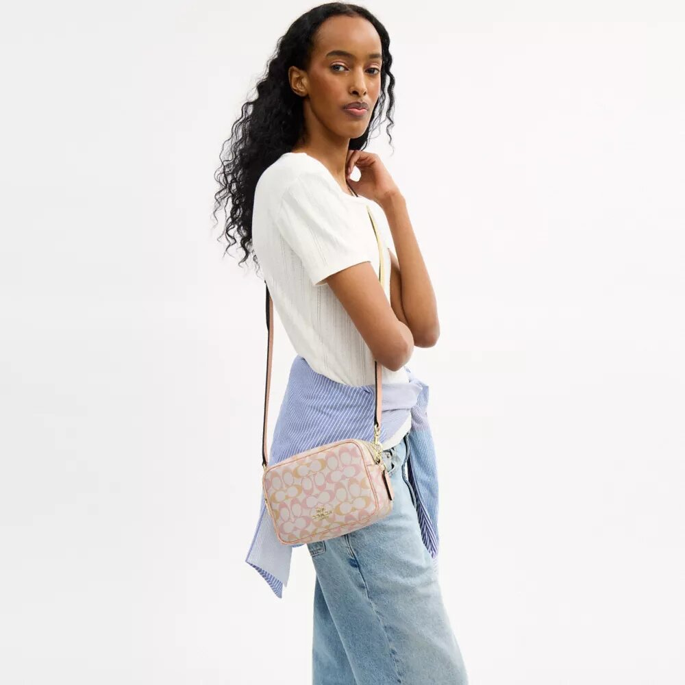Borsa a tracolla Mini Carey in Signature Canvas