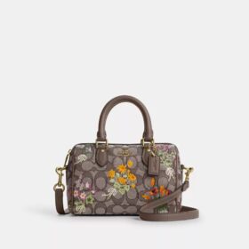 Borsa a tracolla Mini Rowan in jacquard esclusivo con ricami floreali